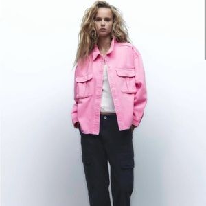 Zara Pink Oversized Denim Jacket